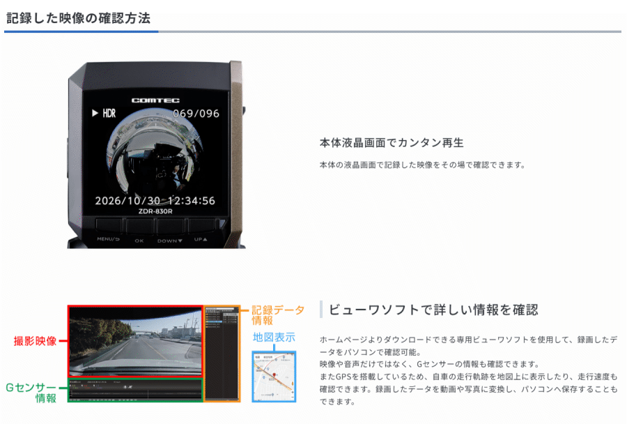 コムテック ドライブレコーダー 360度全方位　搭載 HDR360GW コムテック HDR360GS ドライブレコーダー 360度全方位カメラ搭載