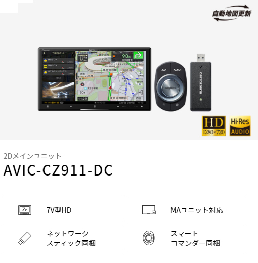 AVIC-CZ911-DC カロッツェリア パイオニア 7V型HD 2D(180mm) サイバー