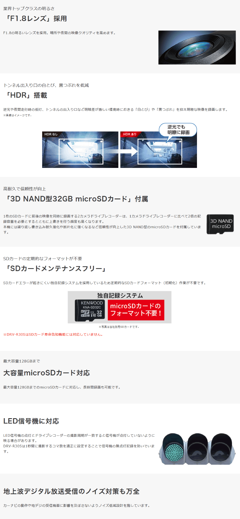 ケンウッド DRV-R30S ドライブレコーダー 1カメラ 駐車監視録画