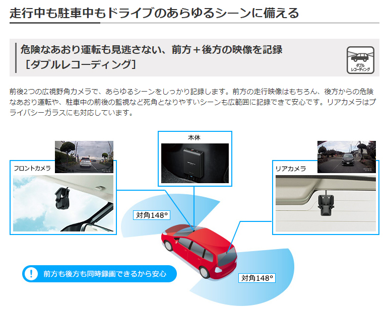 カロッツェリア VREC-DS800DC パイオニア ドライブレコーダー 前後2