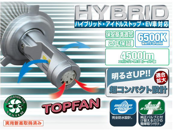 エボルヴァ Led ハイブリッド アイドルストップ Ev車対応 D 1619 2年保証 ドライブマーケットpaypayモール店 通販 Paypayモール ヘッドライト H4 Hi Low 6500k 12v トップファン エボルヴァ なきゃ