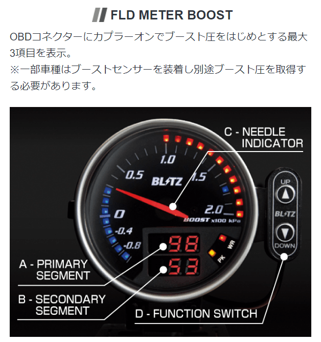 BLITZ 15200 ブリッツ FLDメーター (ブーストセンサー無) FLD METERT BOOST : bt15200 :  ドライブマーケットYahoo!店 - 通販 - Yahoo!ショッピング