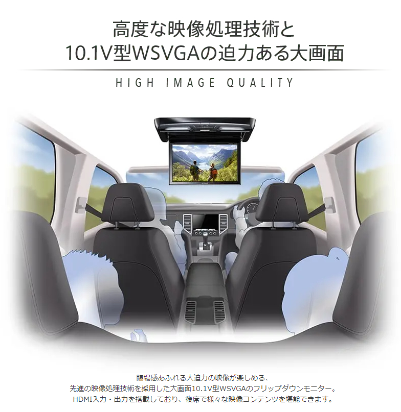 carrozzeria 10.1V型ワイドSVGA フリップダウンモニター TVM-FW1060-B