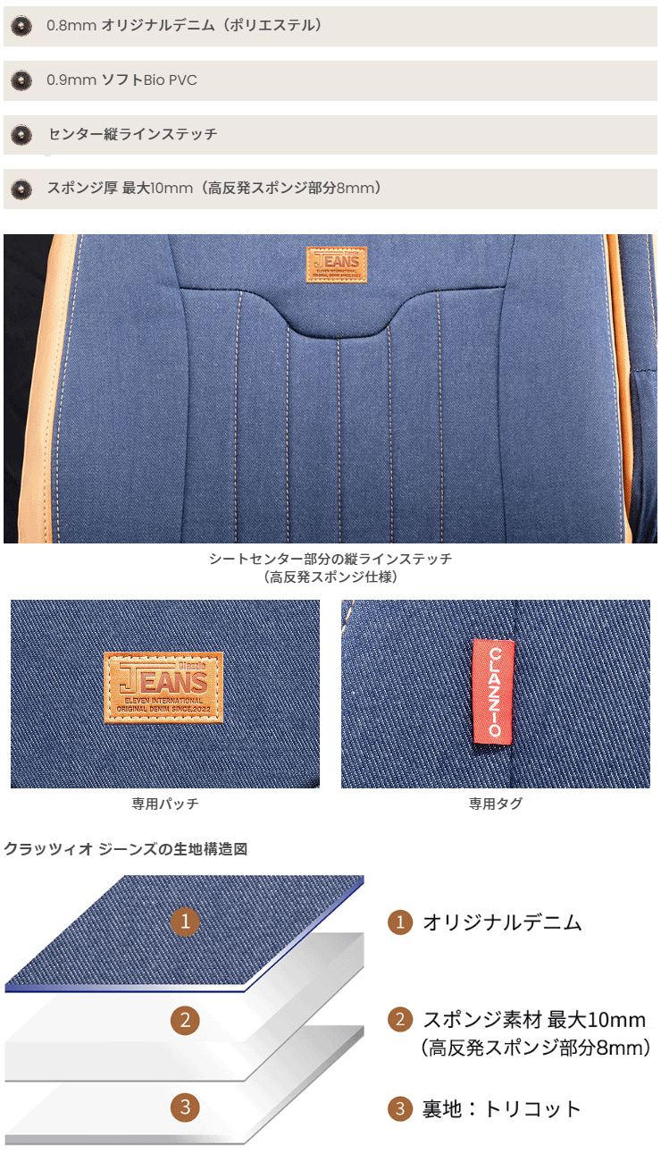 クラッツィオ ジーンズ ED-6542 ダイハツ タフト シートカバー デニム Clazzio Jeans（代引不可）