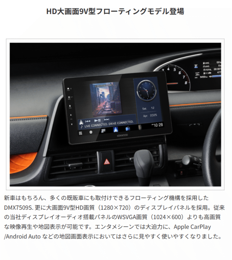 ケンウッド DMX7509XS ディスプレイオーディオ 9インチ フローティング
