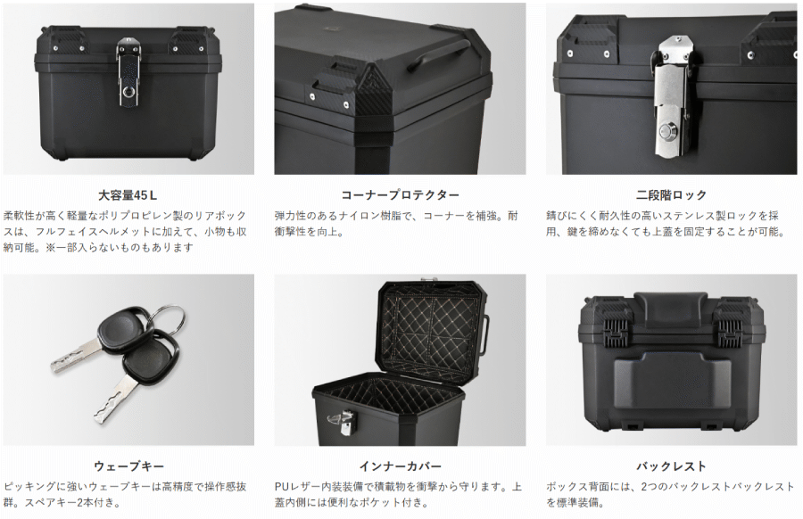 リード工業 KS-281A リアボックス(45L) ブラック バイク用リアボックス