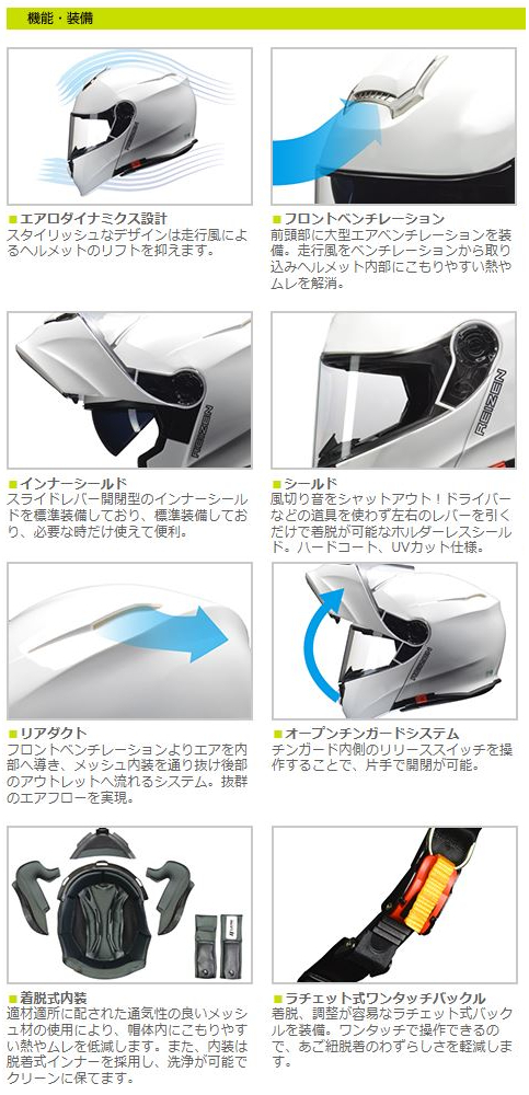 リード工業 LEAD REIZEN モジュラーヘルメット Mサイズ ホワイト