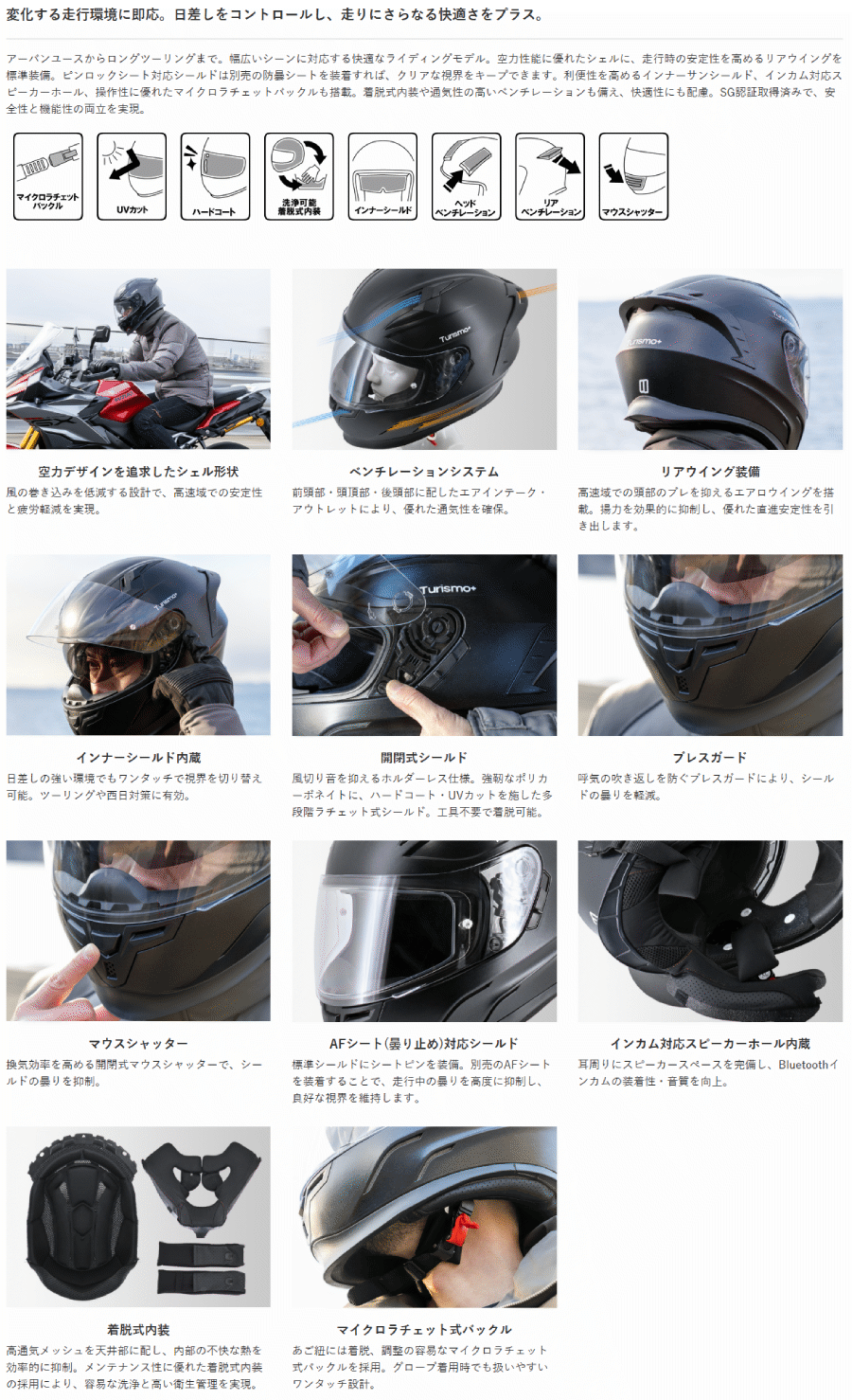 リード工業 LEAD TURISMO Plus フルフェイスヘルメット ブラック