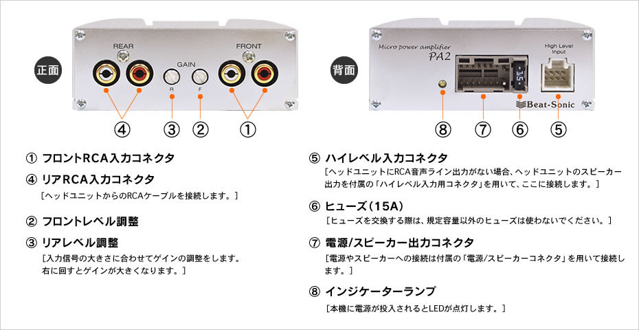BeatーSonic PA2 ビートソニック マイクロパワーアンプ 45W×4ch