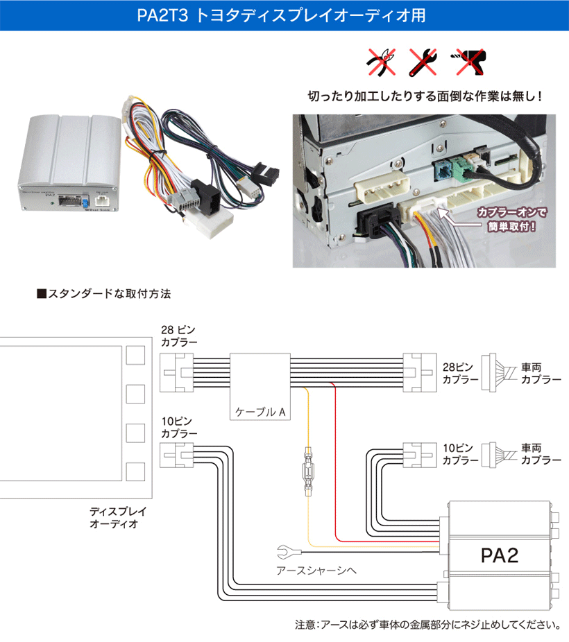 PA2T3 ビートソニック Beat-Sonic マイクロパワーアンプキット 45W×4ch トヨタ純正 ディスプレイオーディオ用 カプラーオン取付
