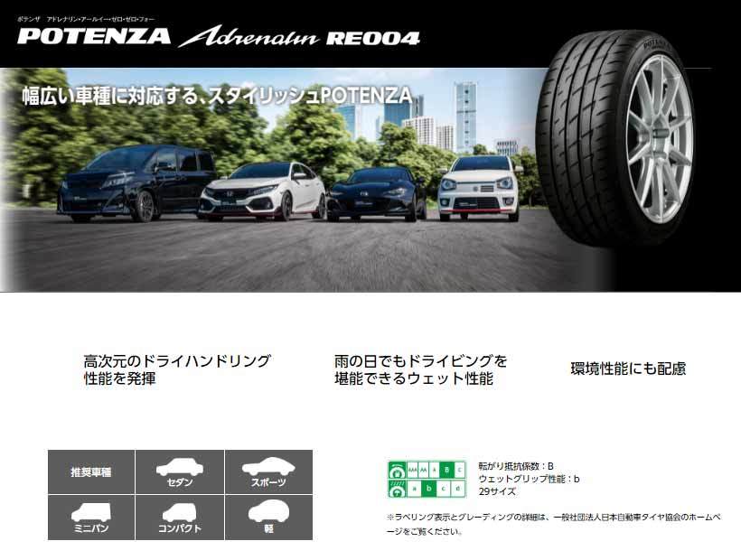 2021年製 BRIDGESTONE POTENZA ADRENALIN RE004 225/45R17 94W XL 新品