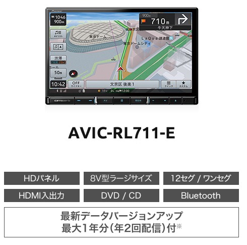 AVIC-RL711-E カロッツェリア パイオニア 楽ナビ 8V型HD ラージサイズ