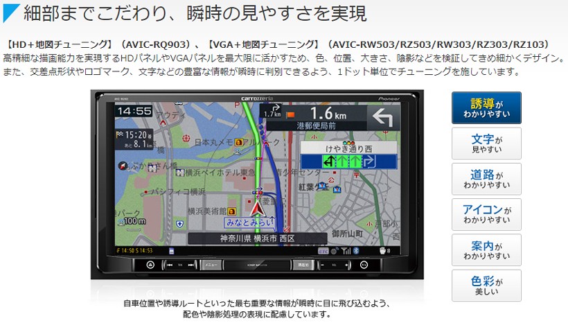 カロッツェリア パイオニア 7型 AVIC-RW503 Bluetooth カーナビ ワンセグ 楽ナビ 正規認証品!新規格 楽ナビ