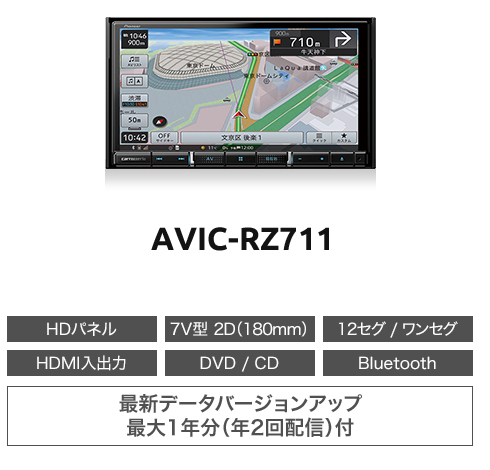 楽ナビ AVIC-RZ711 カロッツェリア パイオニア 7V型HD 2D(180mm 楽ナビ AVIC-RZ711 カロッツェリア パイオニア 7V型HD 2D(180mm