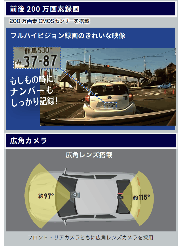 WATEX（ワーテックス） WTX-2CAM-G 前後2カメラドライブレコーダー