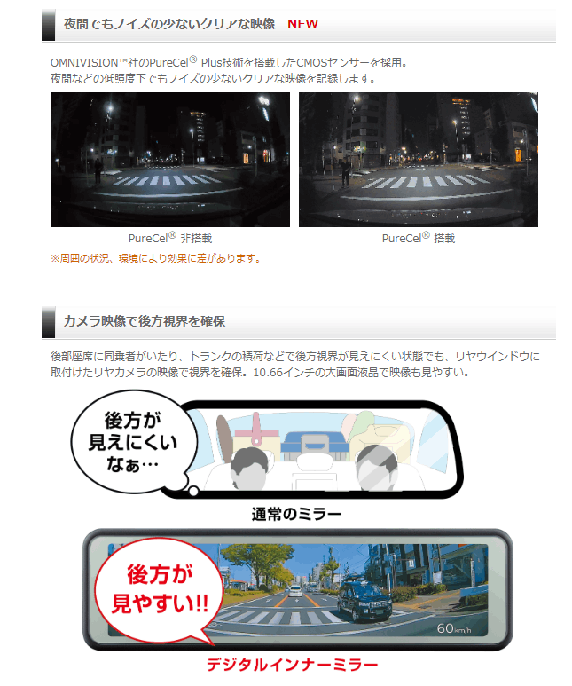 コムテック（Comtec） ZDR048 ミラー型ドライブレコーダー 前後2カメラ