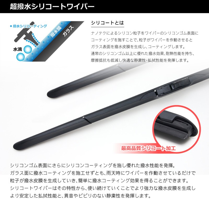 ワイパープロ 純正エアロタイプ 撥水 2本セット プロボックス H26.9