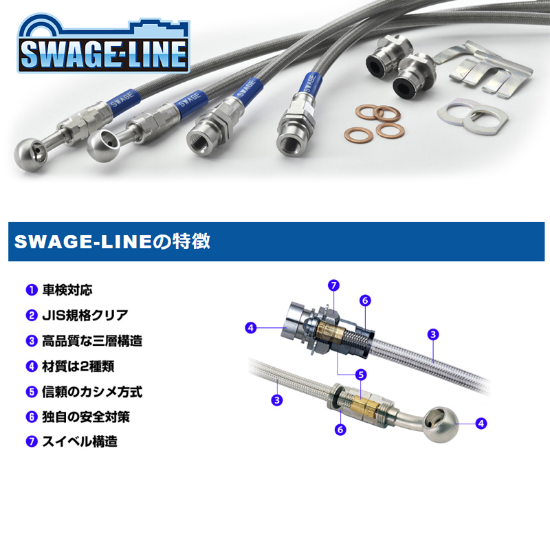 ランドクルーザー プラド GDJ150W/GDJ151W 4WD スウェッジラインブレーキホース クリアホース/ステンレスエンド SW4066N | SWAGE-LINE | 05