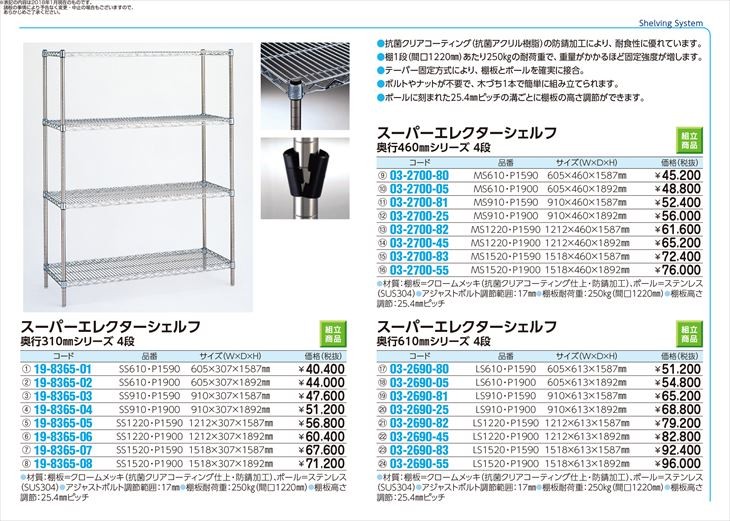 スーパーエレクターシェルフ４段 SS910・P1900(D310) スーパー