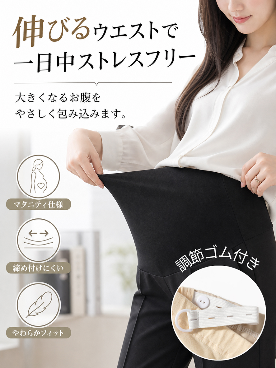 マタニティ パンツ テーパード マタニティパン...の詳細画像3