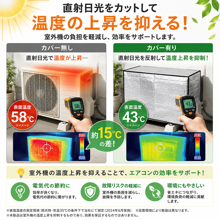 エアコン 室外機カバー 冬 雪 対策 アルミ 省エネ 保護カバー 室外機用カバー 節電 固定用ベルト付き 劣化防止 簡単設置 屋外 かぶせる 通気性 固定用ベルト付き 関連画像4