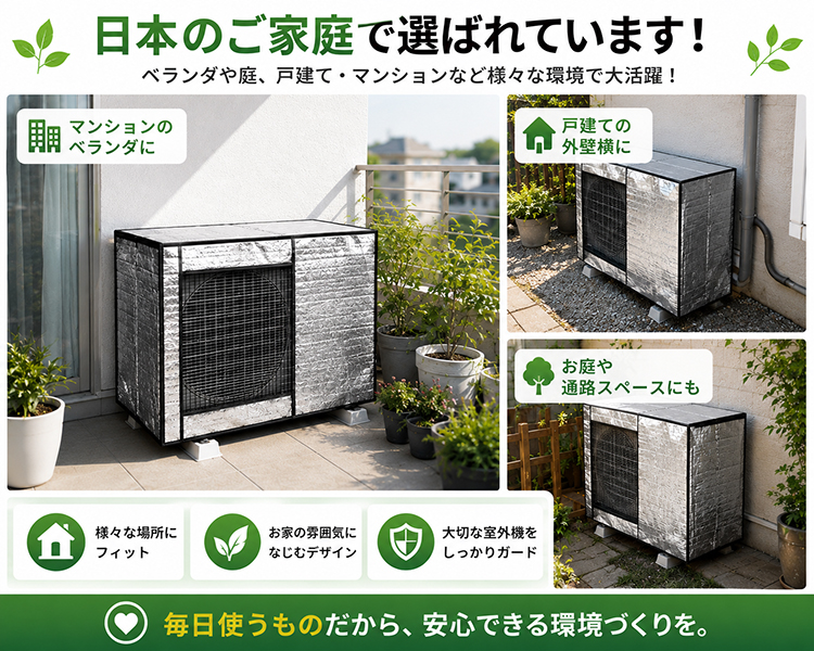 エアコン 室外機カバー 冬 雪 対策 アルミ 省エネ 保護カバー 室外機用
