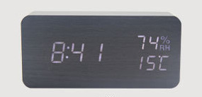 デジタル 目覚まし時計 おしゃれ 置き時計 LEDデジタル 木目 おきどけい 温度湿度計 USB給電式 カレンダー ナチュラル シンプル LED数字表示 インテリア時計｜dsharimoto｜02