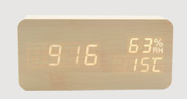 デジタル 目覚まし時計 おしゃれ 置き時計 LEDデジタル 木目 おきどけい 温度湿度計 USB給電式 カレンダー ナチュラル シンプル LED数字表示 インテリア時計｜dsharimoto｜03