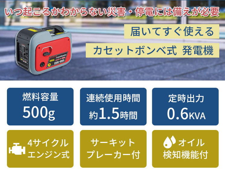 未開封/未使用品】NAKATOMI ナカトミ インバーター発電機 カセット