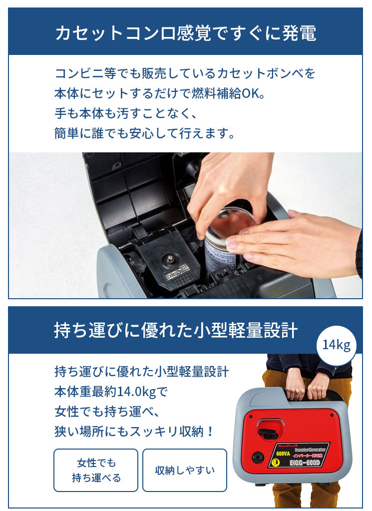 未開封/未使用品】NAKATOMI ナカトミ インバーター発電機 カセット