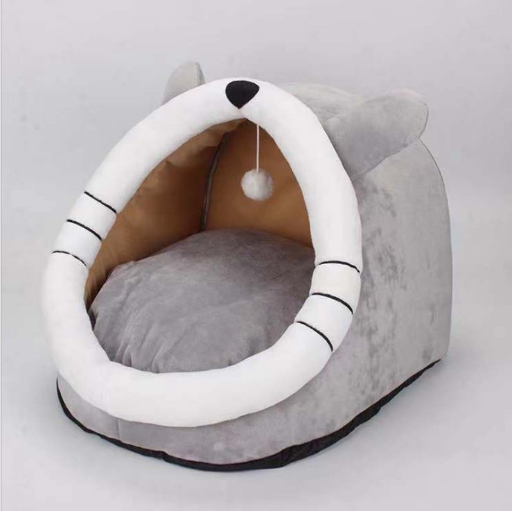 猫ハウス ペット ベット ドーム型 Mサイズ 可愛い ふわふわ 柔らかい 洗える ペットハウス ベッド マット兼用 小型犬 キャットハウス ペット クッション付き
