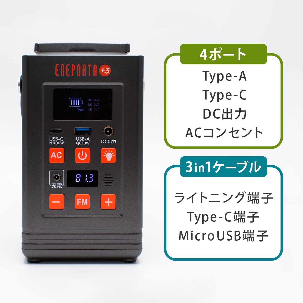エネキューブ ポータブル電源 大容量バッテリー 軽量 停電対策 災害時