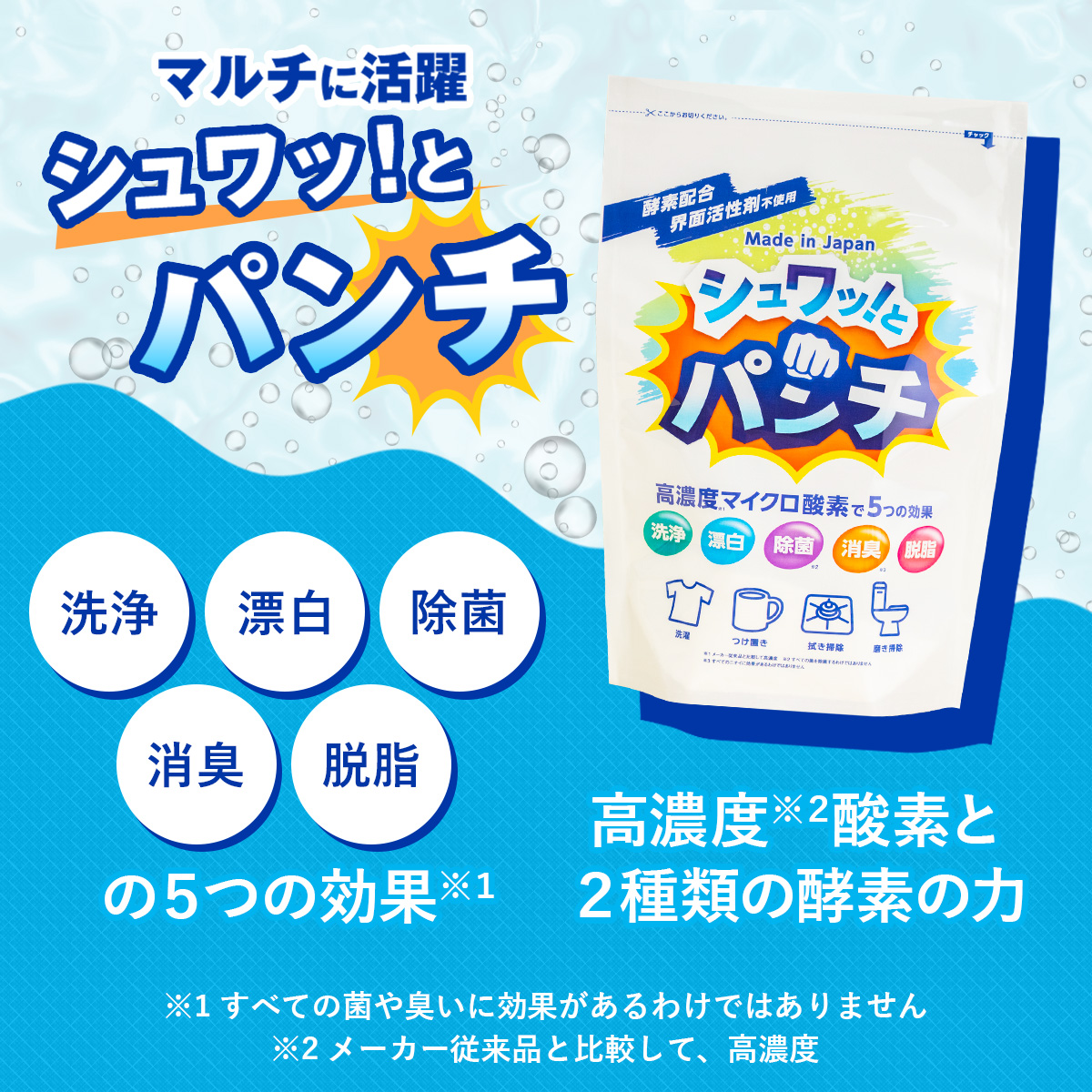シュワッ!とパンチ 2パック(1kg×2) 洗浄 脱脂 除菌 漂白 消臭 油汚れ ヌメリ 風呂 水回り シュワっとパンチ シュワッとパンチ 関連画像1