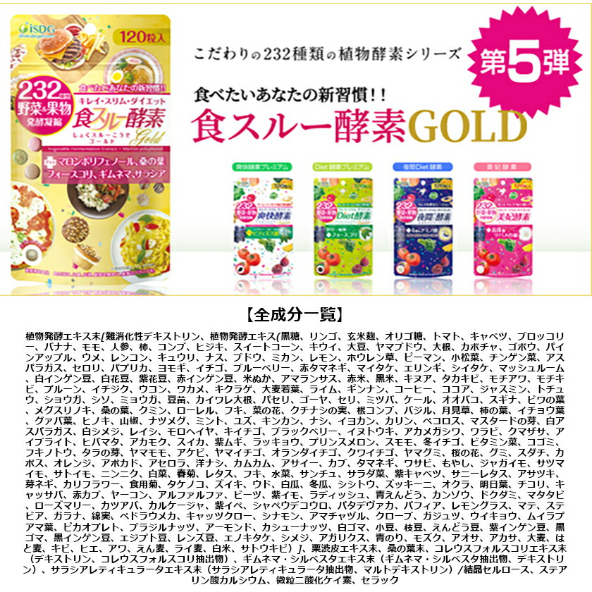 1050)メール便送料無料 医食同源ドットコム 232 食スルー酵素ゴールド 120粒/30日分 複合植物醗酵物含有加工食品  :4562355172208-sm:デュアルストア - 通販 - Yahoo!ショッピング