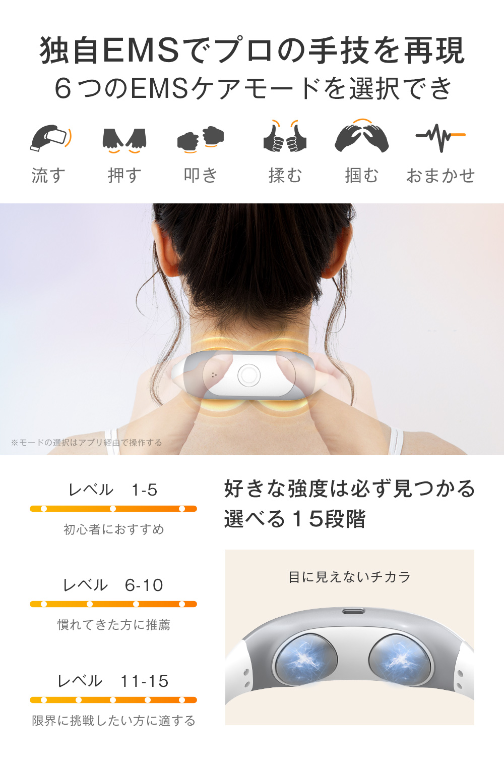 ネックリラクゼーション 温熱EMSネックケア 首マッサージャー 6つ