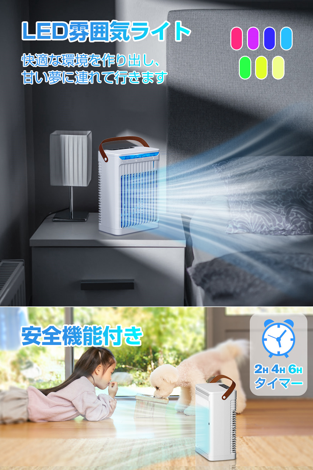 2024新設計 -11℃の冷却力・5段階風量】 卓上冷風機 小型 水冷