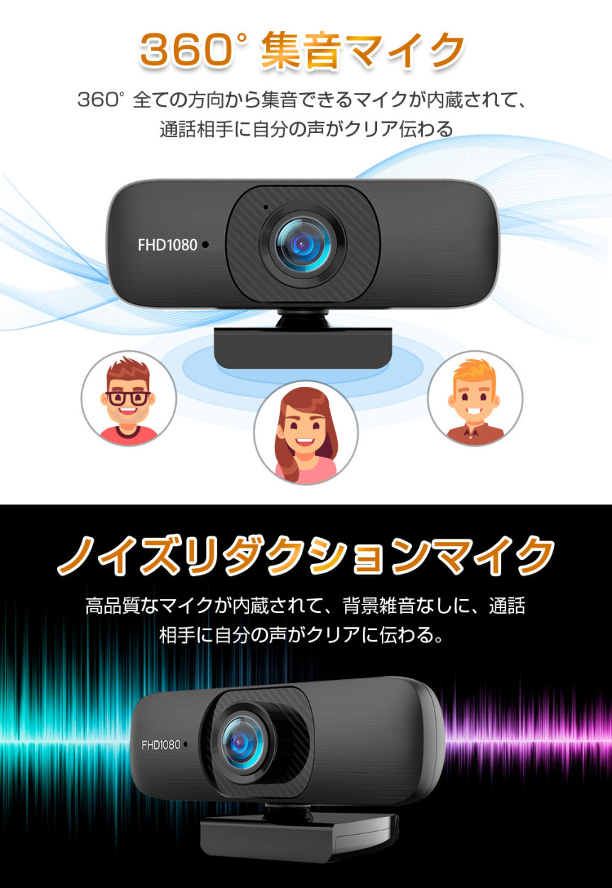 管235  限定特価 直ぐに使える カメラ Office PC Webカメラ マイク内蔵 360°角度自由 オートフォーカス 即挿即用