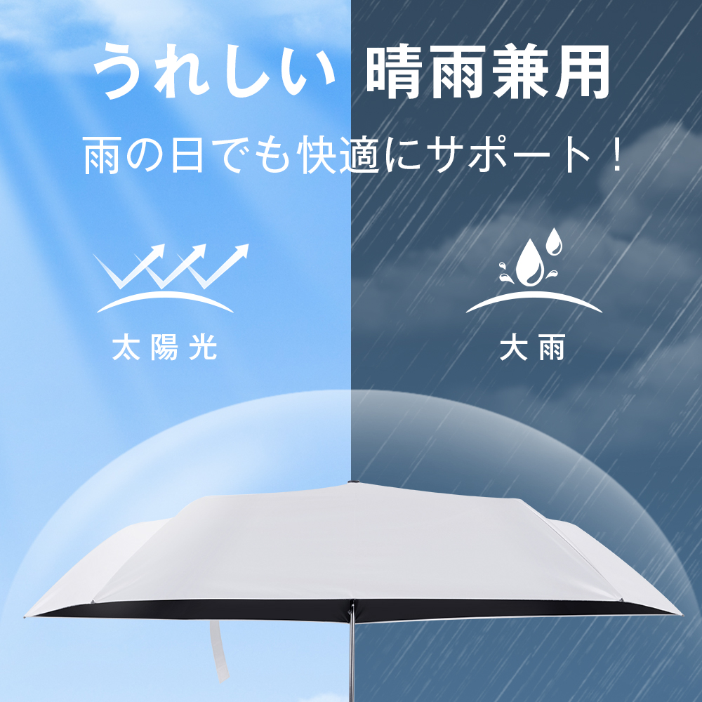 日傘 折りたたみ 完全遮光 晴雨兼用 -16℃の清涼効果 軽量 UV