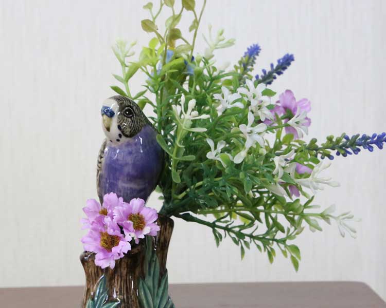 小花入れ 花瓶 セキセイインコ インコ 紫 鳥 Budgerigar Violet Bud