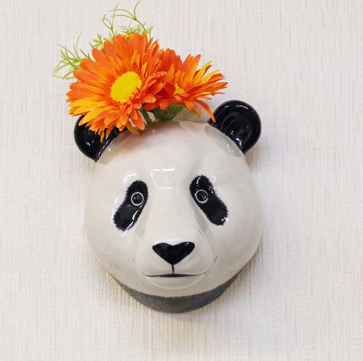 ☆ 花パンダ様 ☆ アクセサリー什器 壁掛け 花瓶 パンダ Panda Wall Vase プレゼント クエイルセラミックス