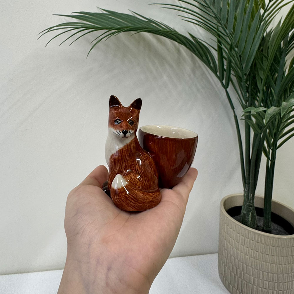 エクセレントファースト　きつね　昭和レトロ　美品 エッグスタンド エッグカップ ポット 卵 きつね キツネ 狐 動物 野生