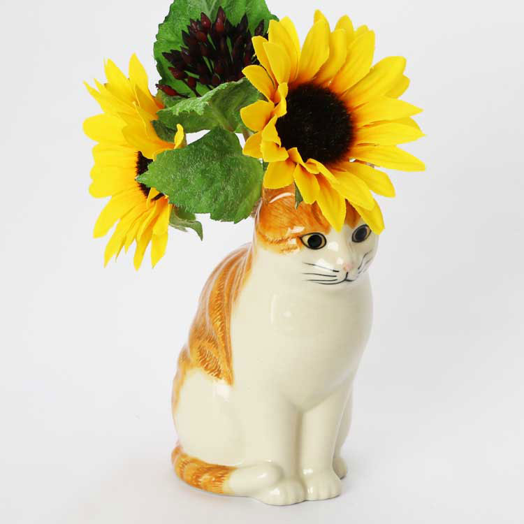 花瓶 猫 茶トラ ハチワレ おしゃれ 可愛い 陶器 大きい 動物 アニマル