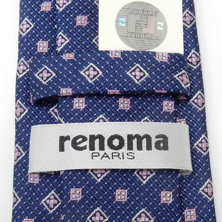 renoma　イタリア製ネクタイ　濃紺系　小紋　シルク100％　メール便可 レノマ　REN02