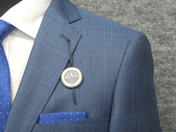 通年〜春夏物 [Scabal] スキャバル Super140sオーダー生地使用 スタイリッシュ2釦シングルスーツ 青系 格子 日本製 [A体][AB体]  scb-s52 スーツ、フォーマル