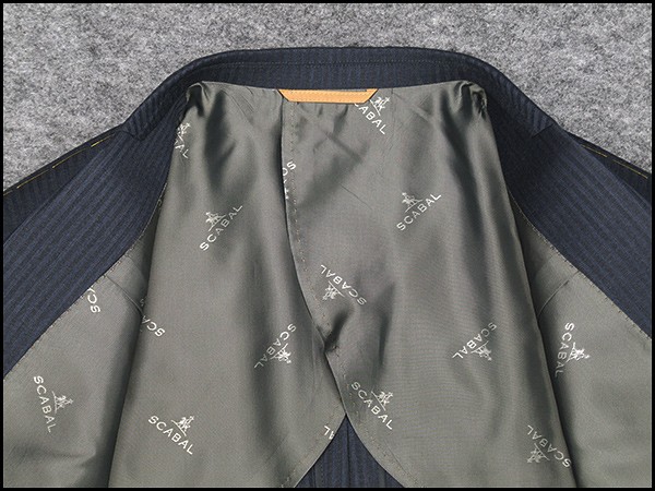 95%OFF!】 通年〜春夏物 [Scabal] スキャバル 藍系ストライプ