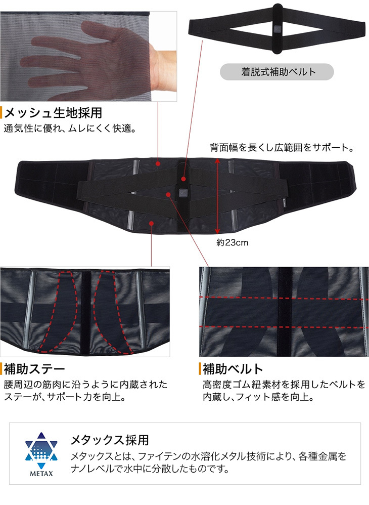 Phiten（ファイテン） サポーター メタックス 腰用 ミドルタイプ 通気