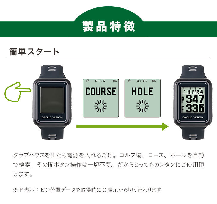 ゴルフ　ナビendレコーダー EAGLE VISION ゴルフ 腕時計 距離測定器 高低差 GPSナビ