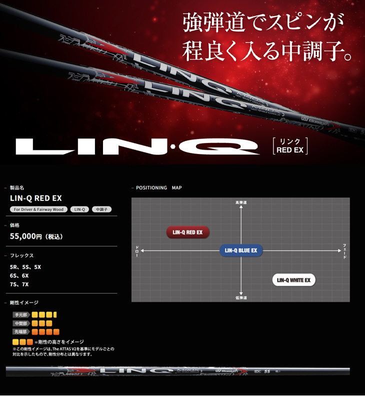 ゴルフ シャフト スリーブ付き LIN-Q WHITE EX USTマミヤ リンク