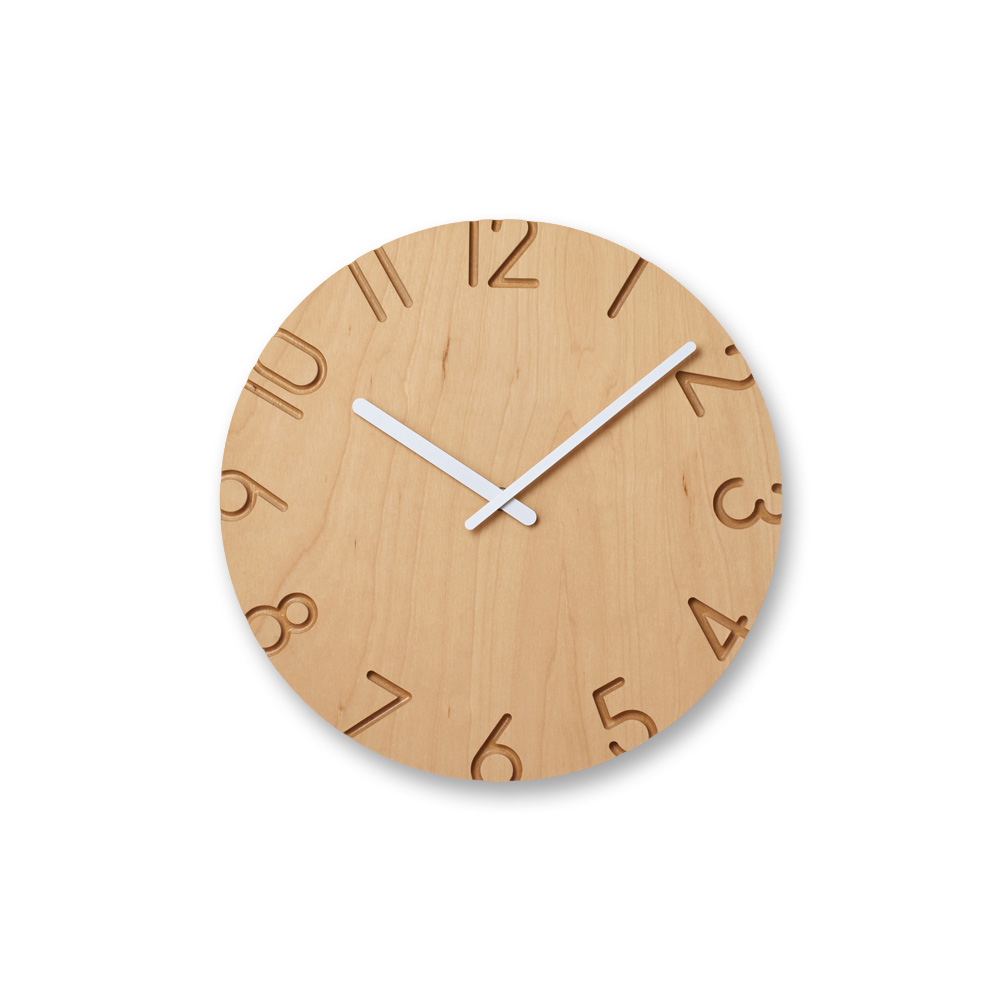 Lemnos（レムノス） 壁 掛け 時計 CARVED WOOD BIRCH カーヴド ウッド