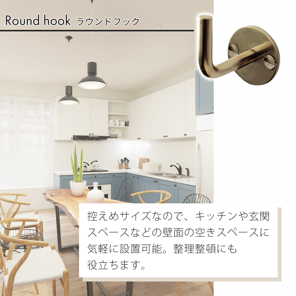 AXCIS（アクシス） ブラス フック 金具 壁掛け ラウンド 真鍮 壁面